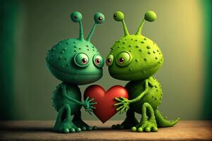 extraterrestres dans l'amour pour Valentin journée illustration génératif ai photo