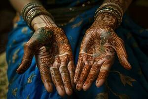 mains peint de henne pour marocain mariage photo