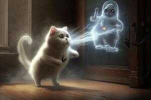 chat contagieux une fantôme portrait illustration génératif ai photo