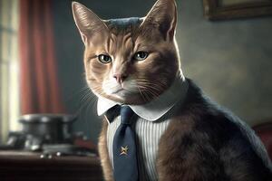 chat comme John F Kennedy Président de uni États de Amérique célèbre historique personnage portrait illustration génératif ai photo