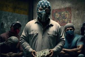 mexicain narcos transaction drogue beaucoup dollars illustration génératif ai photo