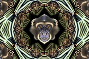 singe animal mandala fractale illustration génératif ai photo