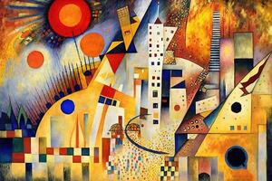 wassily kandinsky style imaginaire représentation Nouveau york ville si peint par artiste illustration génératif ai photo