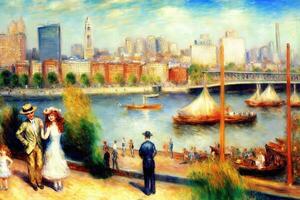 pierre auguste Renoir style imaginaire représentation Nouveau york ville si peint par artiste illustration génératif ai photo