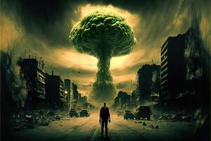 apocalypse - nucléaire bombe explosion - champignon nuage illustration génératif ai photo