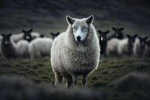 Loup dans déguisement comme une mouton illustration génératif ai photo