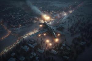 Russie aérien attaque à Ukraine illustration génératif ai photo
