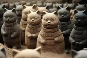 terre cuite armée statue chat célèbre sculpture illustration génératif ai photo