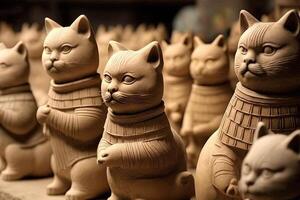 terre cuite armée statue chat célèbre sculpture illustration génératif ai photo