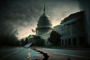 Washington dc tremblement de terre sur Capitole et centre commercial illustration génératif ai photo