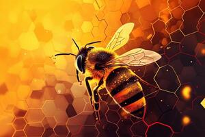 monde abeille journée abstrait illustration génératif ai photo