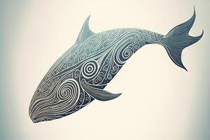 maori tribal baleine esquisser polynésien tatouage modèle illustration génératif ai photo