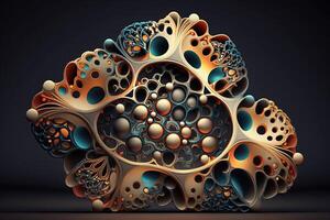 abstrait forme inspiré par moléculaire la biologie et biochimie illustration génératif ai photo
