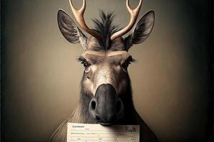 cerf mal animal police mugshot ligne en haut génératif ai photo