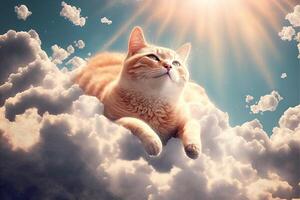chat dans paradis paradis illustration génératif ai photo