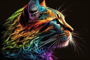 chat arc en ciel couleurs illustration génératif ai photo