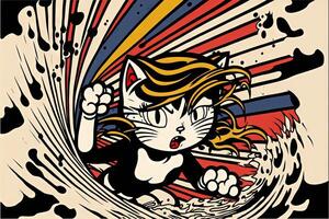 mignonne chat chaton dans coloré pop art illustration génératif ai photo