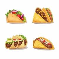 taco sont une mexicain nourriture qui consiste de roulé ou plié tortillas rempli avec divers plats. ai généré. photo