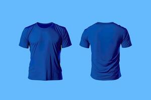 photo réaliste Masculin bleu t-shirts avec copie espace, de face et retour voir. ai généré