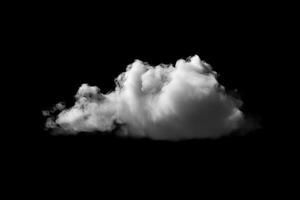 blanc nuage isolé sur noir Contexte. ai généré photo