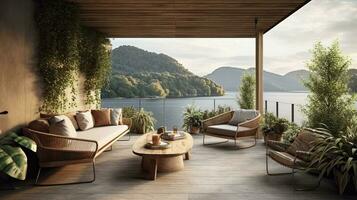 moderne et confortable Accueil Extérieur relaxation zone ou restaurant sièges zone avec terrasse photo