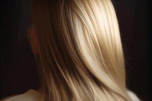 magnifique femme avec blond cheveux dans le style de lisse et brillant avec génératif ai photo