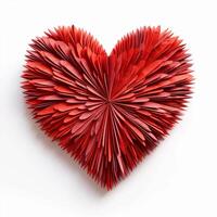 magnifique rouge cœur photo dans papier style avec copie espace pour l'amour vœux ou anniversaire. ai génératif