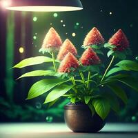 futuriste plante arbre dans vaisseau spatial chambre, génératif art par ai photo
