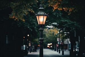 rue lampe dans le ville. ai généré photo