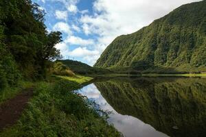 sentier aux côtés de grand-mère étang dans réunion île photo