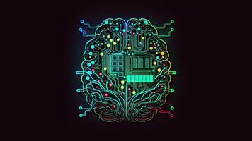 quantum l'informatique avec Humain cerveau et circuits. génératif ai technologie. photo