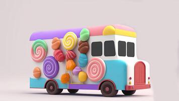 bonbons un camion boutique, coloré, 3d, génératif ai. photo