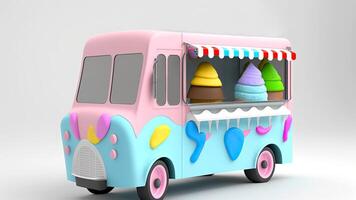 bonbons un camion boutique, coloré, 3d, génératif ai. photo