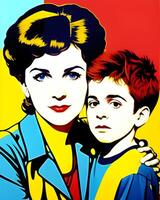 ai généré mère et fils pop art photo