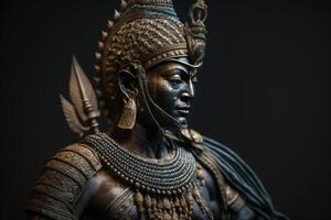 une thaïlandais Bouddha statue est assis et méditer à bouddhiste temple. ancien Thaïlande Bouddha affronter. Contexte pour vesak Festival fête. vesak journée concept. vesak fête journée salutations par ai généré photo