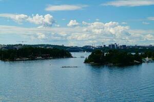 avec le croisière navire par le archipel de Stockholm Suède photo