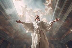 ascension journée de Jésus Christ ou résurrection journée de fils de Dieu. bien vendredi. ascension journée concept dans église par ai généré photo