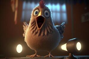 le opéra poule une marrant poulet en chantant avec passion ai généré photo