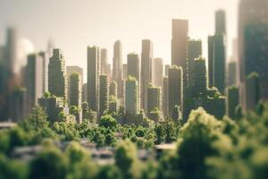 vert métropole de le futur haute technologie ville avec luxuriant végétation et clair ciels ai généré photo