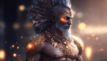 majestueux portrait de Indra, le Roi de le éléments ai généré photo