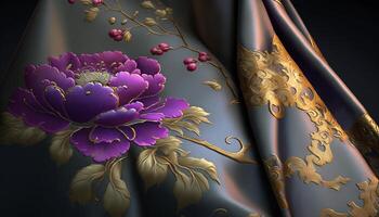 vibrant et coloré chinois soie en tissu ai généré photo