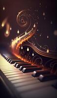 musical vortex un abstrait composition de piano clés représentant du son vagues ai généré photo