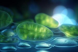 fermer de translucide feuilles et les plantes comme une symbole de photosynthèse ai généré photo