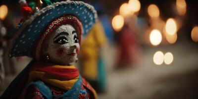 de fête soir scènes avec Feu et Danse pour mexicain dia de san Juan vacances ai généré photo