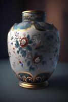 exquis chinois porcelaine artefacts affiché dans une musée ai généré photo