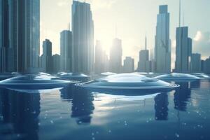 le flottant métropole une vision de le futur ai généré photo