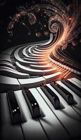 musical vortex un abstrait composition de piano clés représentant du son vagues ai généré photo