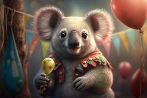 koala est ayant une carnaval fête ai généré contenu photo
