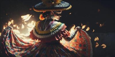 de fête soir scènes avec Feu et Danse pour mexicain dia de san Juan vacances ai généré photo