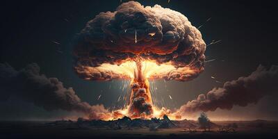 apocalyptique scène dévastateur nucléaire explosion et ses effets sur le environnement ai généré photo